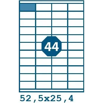 Speciální papír Print etikety 52,5 x 25,4 mm 44 etiket na A4 100 listů, bílé -
