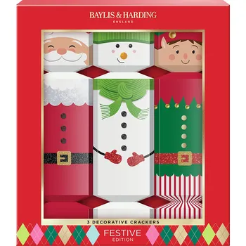 Kosmetická sada Baylis & Harding Festive - vánoční sada s péčí o tělo, 3 ks vánoční sada crackerů s péčí o tělo, papírovými korunkami a vánočními žertíky