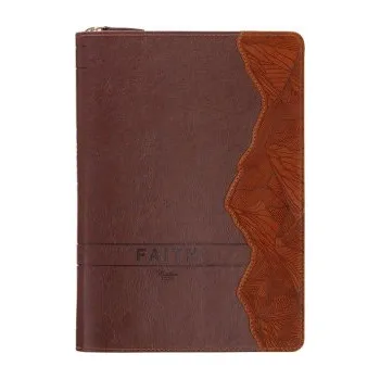 Cizí jazyk Journal Classic Zip Brown Faith Mountains Matt. 17:20 (Pevná)