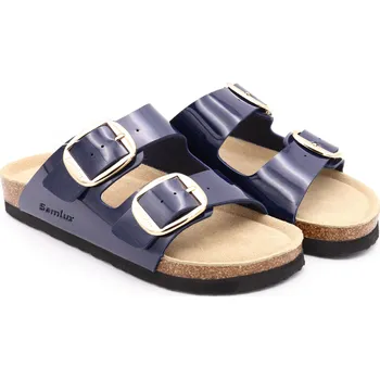 Dámské pantofle SAMLUX® Dámské korkové anatomické pantofle s lesklým páskem modrá 958-L3 Barva: Navy, Velikost: 38