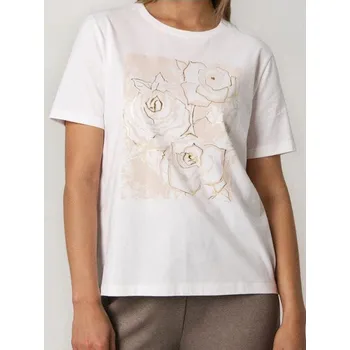 Dámské tričko Sinsay - Bavlněné oversize tričko s potiskem - krémová - 240IN-01X - 240IN-01X-S