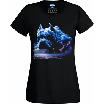 Dámské tričko Dámské tričko Pitbul z Mraků a Blesků (Velikost: 4XL, Barva: Černá)