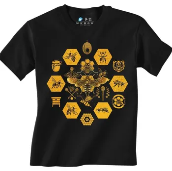 Dívčí tričko Dětské tričko Včelí Továrna na Med (Velikost: 5-6, Barva: Černá)