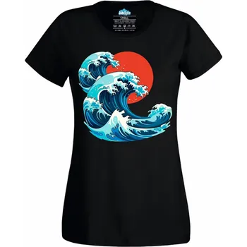 Dámské tričko Dámské tričko Velká vlna u Kanagawy (Velikost: XL, Barva: Černá)