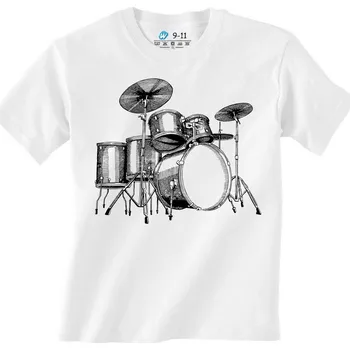 Chlapecké tričko Dětské tričko Vintage Bicí souprava (Velikost: 7-8, Barva: Bílá)