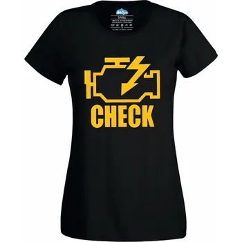 Dámské tričko Dámské tričko Check Engine Kontrolka (Velikost: XXL, Barva: Černá)