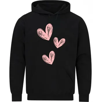 Pánská mikina Pánská mikina Tři růžová srdce Three Pink Hearts (Velikost: 5XL, Barva: Černá)