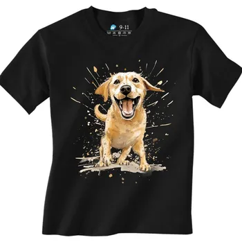 Chlapecké tričko Dětské tričko Zlatý retrívr na Procházce (Velikost: 3-4, Barva: Černá)