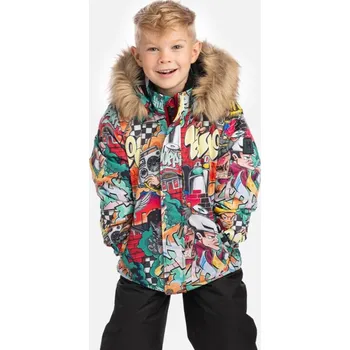 Dětská zimní bunda Huppa Marinel s kožíškem red pattern velikost 122