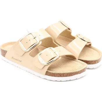 Dámské pantofle SAMLUX® Dámské korkové anatomické pantofle s lesklým páskem béžová 958-L2 Barva: Beige, Velikost: 36