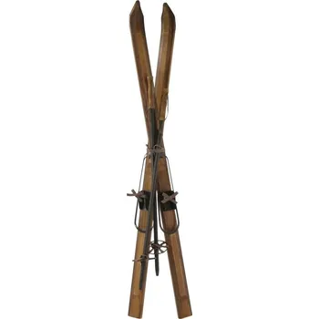 Vánoce Chic Antique Hnědá dřevěná dekorace lyže Ski Vintage - 5,5*120 cm