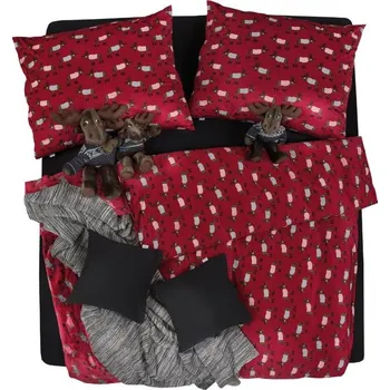 Povlečení SCANquilt povlečení VELUR losíci červenohnědá 140 x 200/70 x 90 cm