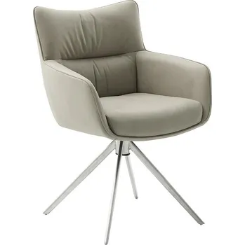 Jídelní židle Jídelní otočná židle LIMONE 2E s područkami, pravá kůže krémová