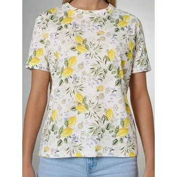 Dámské tričko Sinsay - Vzorované tričko s&nbsp;krátkými rukávy - bílá - 197IN-00X - 197IN-00X-S