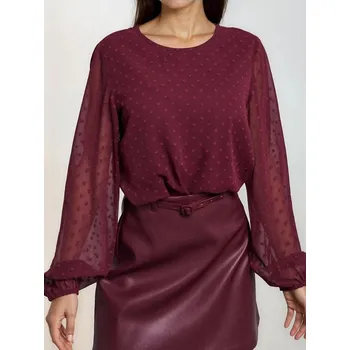 Sinsay - Halenka s průsvitnými rukávy - burgundy - 370HH-83X - 370HH-83X-L