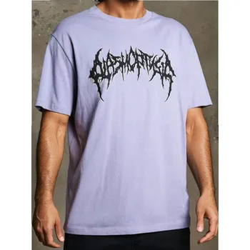 Sinsay - Bavlněné oversize tričko s potiskem - levandulová - 574EY-04X - 574EY-04X-XS