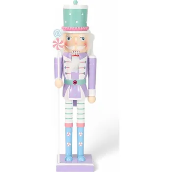 Vánoční dekorace Vánoční dekorace louskáček - Fialovo-modrý s holí (40 cm)