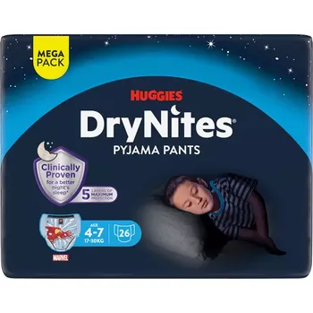 Huggies DryNites Pyjama Pants Boys 4-7 let 17-30 kg, 26 ks
