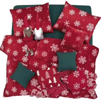 Povlečení SCANquilt povlečení VELUR vločky červenobílá 140 x 200/70 x 90 cm