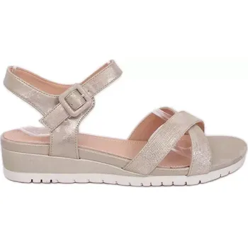 Dámské tenisky Dámské sandály na klínovém podpatku NS115P - Seastar 38 zlatá