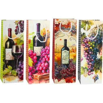 Dárková taška Dárková taška na víno papírová – s motivy vinné révy 35x12x9
