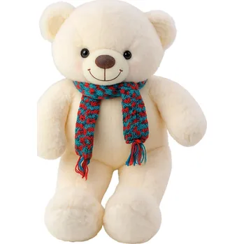 plyšák Plyšový medvídek bílý 55cm – s barevnou šálou