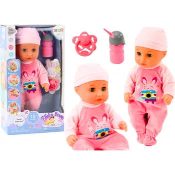 Panenka Panenka miminko v růžovém pyžamu s lahvičkou a dudlíkem