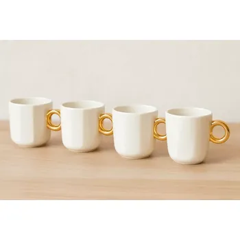 Sada nádobí Hrnečky Essenza Mok Sculpture Off White, 170 ml, set 4 ks