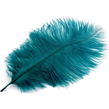 Pštrosí peří délka cca 20-25 cm - petrolejová (10 ks)