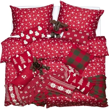 Povlečení SCANquilt povlečení KLASIK vločky červenobílá 140 x 220/70 x 90 cm