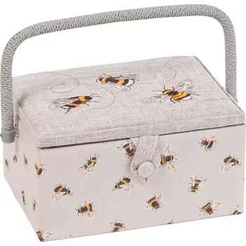 Organizér galanterie Střední košík na šití, pletení a háčkování - Včelky 2 (Medium Sewing Box Beautiful Bees - Embroidered)