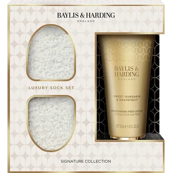 Kosmetická sada Baylis & Harding Sweet Mandarin & Grapefruit - sada s péčí o nohy, 2 ks dárková sada hřejivých ponožek a krému na nohy