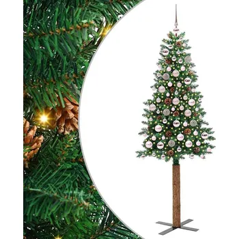 Vánoční stromek vidaXL Úzký vánoční stromeček s 300 LED diodami Zelená 180 cm [3394866]