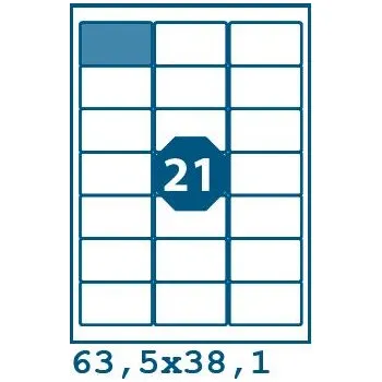 Samolepící etiketa Print etikety 63,5 x 38,1 mm 21 etiket na A4 100 listů, bílé - V0002870