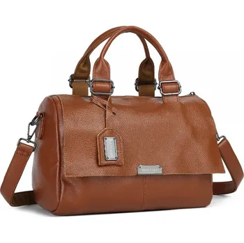 Kabelka Hnědá zipová dámská kabelka s koženými doplňky Ephyra