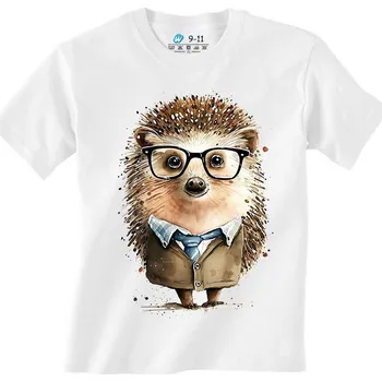 Chlapecké tričko Dětské tričko Slušný Ježek v Kravatě (Velikost: 12-13, Barva: Bílá)