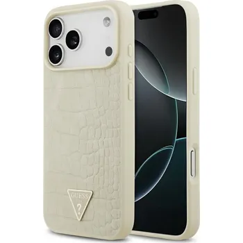 Náhradní díl pro mobilní telefon Cover Guess Kryt iPhone 17 Pro Max s MagSafe Guhmp17Xpcrthcd (Pu Croco Triangle Logo) Gold
