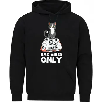 Pánská mikina Pánská mikina Vražedná Kočka Bad Vibes Only (Velikost: 5XL, Barva: Černá)