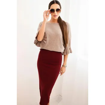 Dámská sukně Dámská viskózová tužková sukně s elastickým pasem bordová UNI