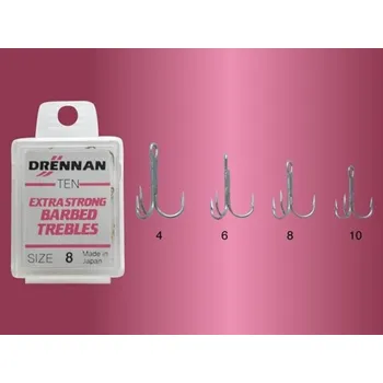Rybářský háček Drennan trojháčky Extra Strong Barbed Trebles vel. 8
