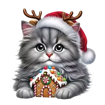 Vánoční dekorace Nažehlovací obrázek - vánoční kočka VI (22,5 x 23,0 cm)