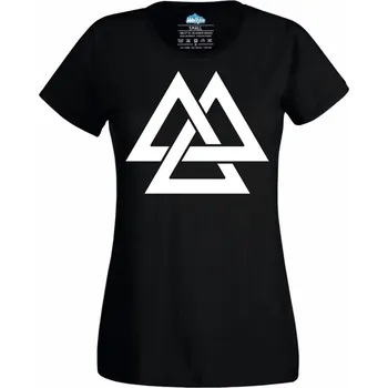Dámské tričko Valknut Symbol padlých Vikingů (Velikost: 4XL, Barva: Černá)