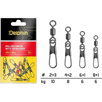 Delphin obratlíky s karabinkou Japan Snap Varianta: vel. 6+1 nosnost 6 kg 10 ks (101003561)