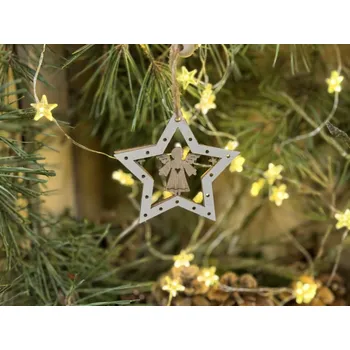 Vánoce Závěs vánoční hvězda s andělem