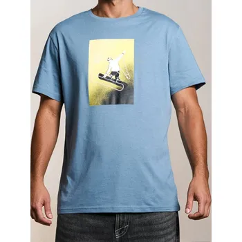 Oblečení a móda Sinsay - Bavlněné oversize tričko s potiskem - modrá - 879GP-58X - 879GP-58X-M