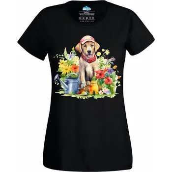 Dámské tričko Zahradník Labradorský retrívr (Velikost: 4XL, Barva: Černá)