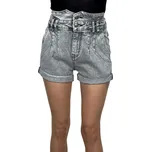 M.Sara Dámské šedé džínové kraťasy s vyšším pasem ADRIANA Barva: Šedá, Velikost: XL