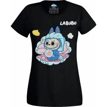 Dámské tričko Dámské tričko Labubu v Mořské Perle (Velikost: XL, Barva: Černá)