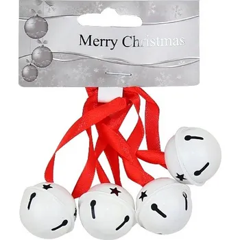 Vánoční dekorace Maják Rolničky bílé 4ks 30mm