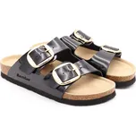 SAMLUX® Dámské korkové anatomické pantofle s lesklým páskem černá 958-L1 Barva: Black, Velikost: 37